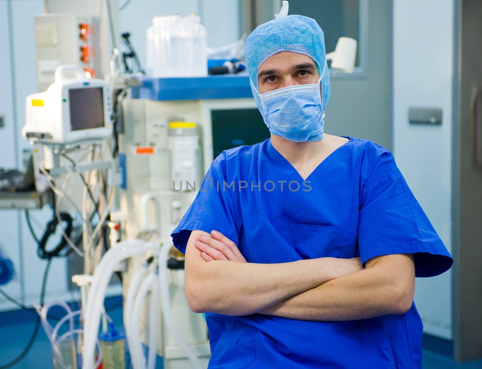 Anesthesiologist in Front of Anesthetic Machine