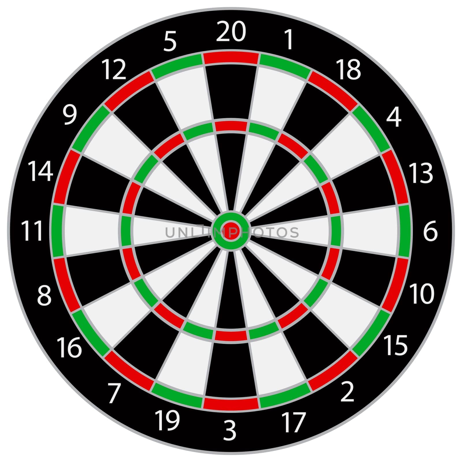 Dartboard Illustration Isolated on White Background