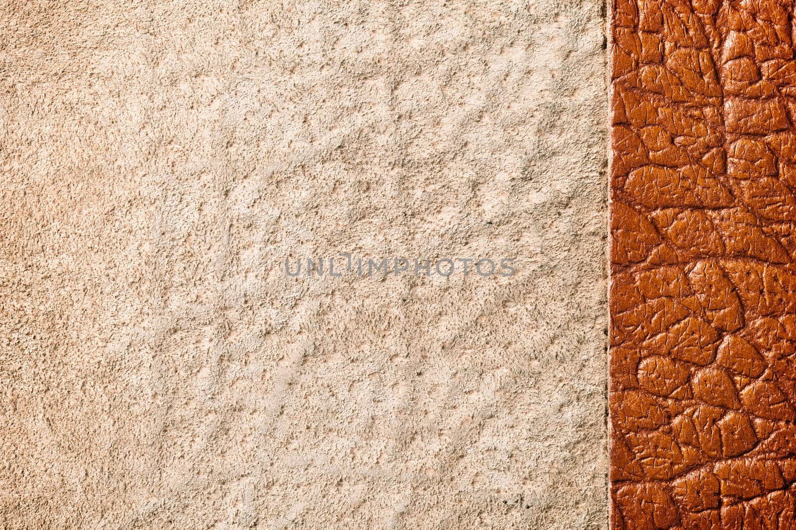 Brown leather background. Close up, top view