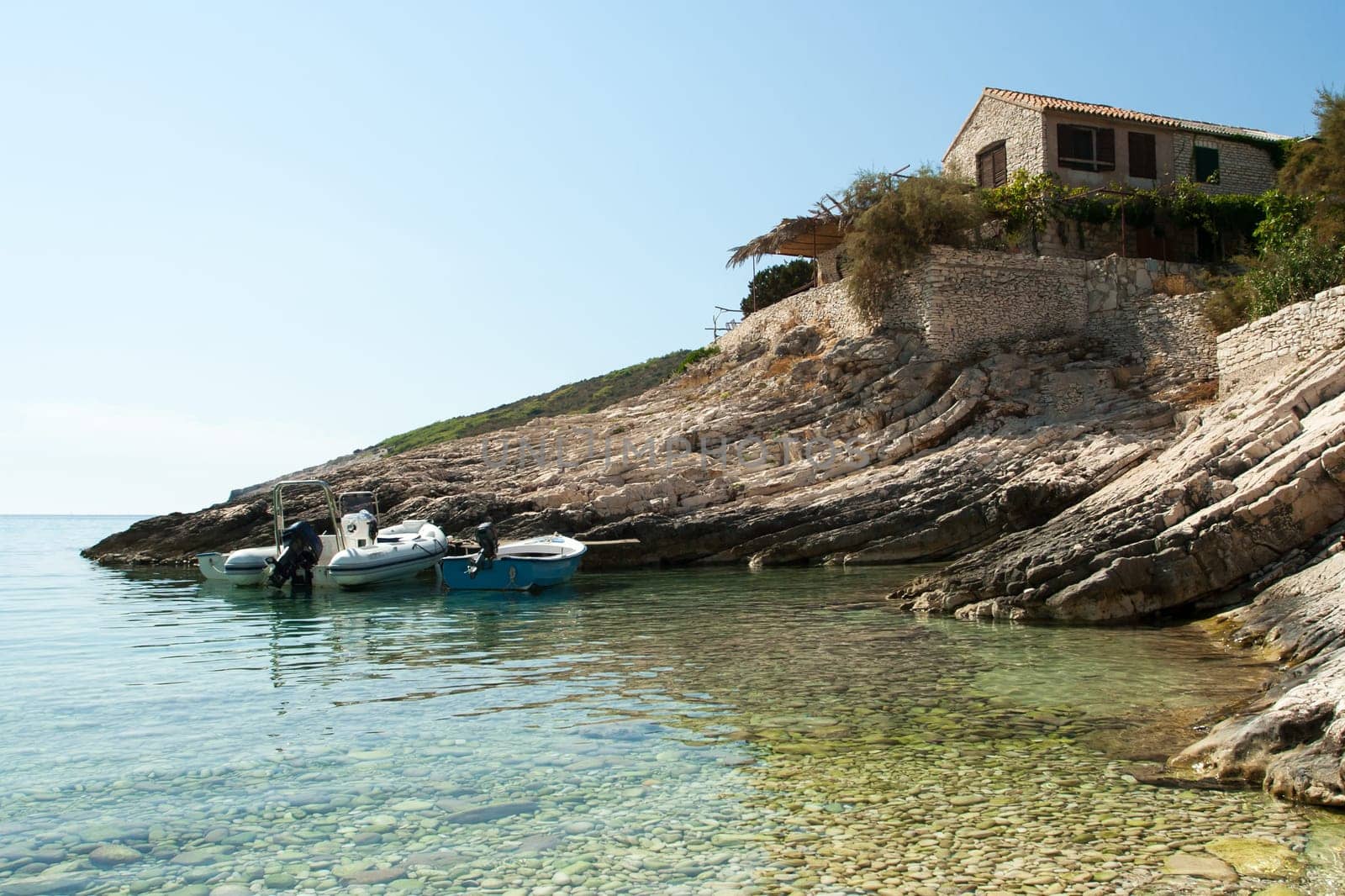 Coastal port on a bay (Croatia , vis)