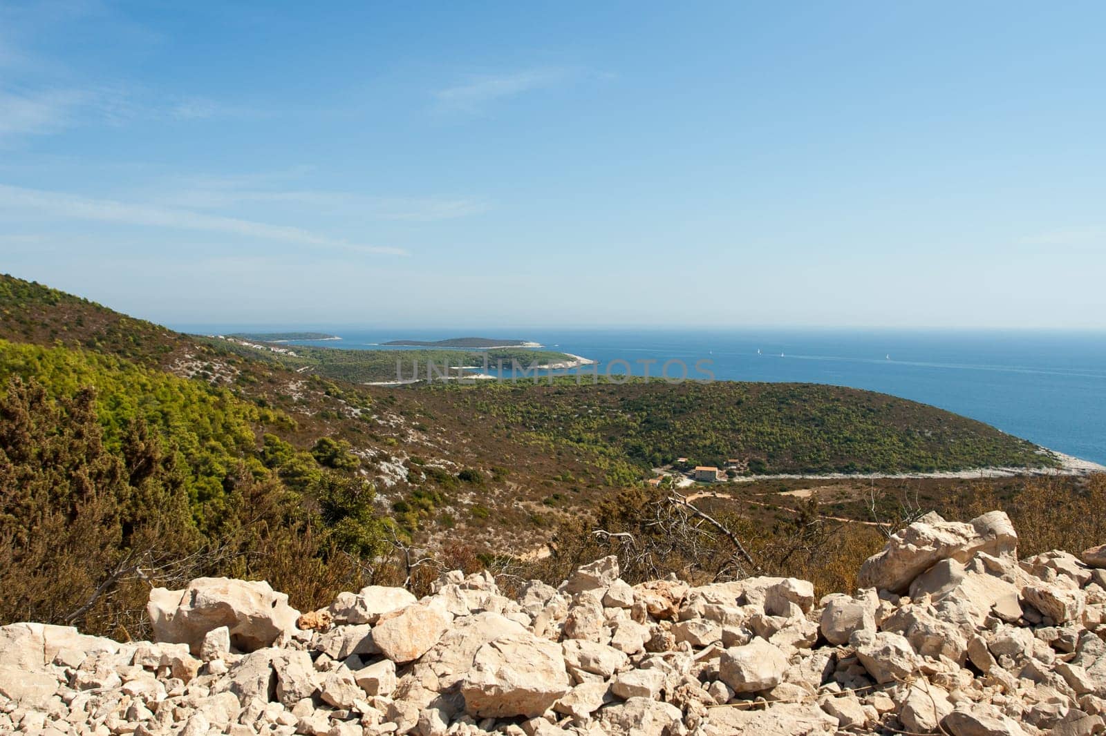 A scenic bay of Vis island in Croatia