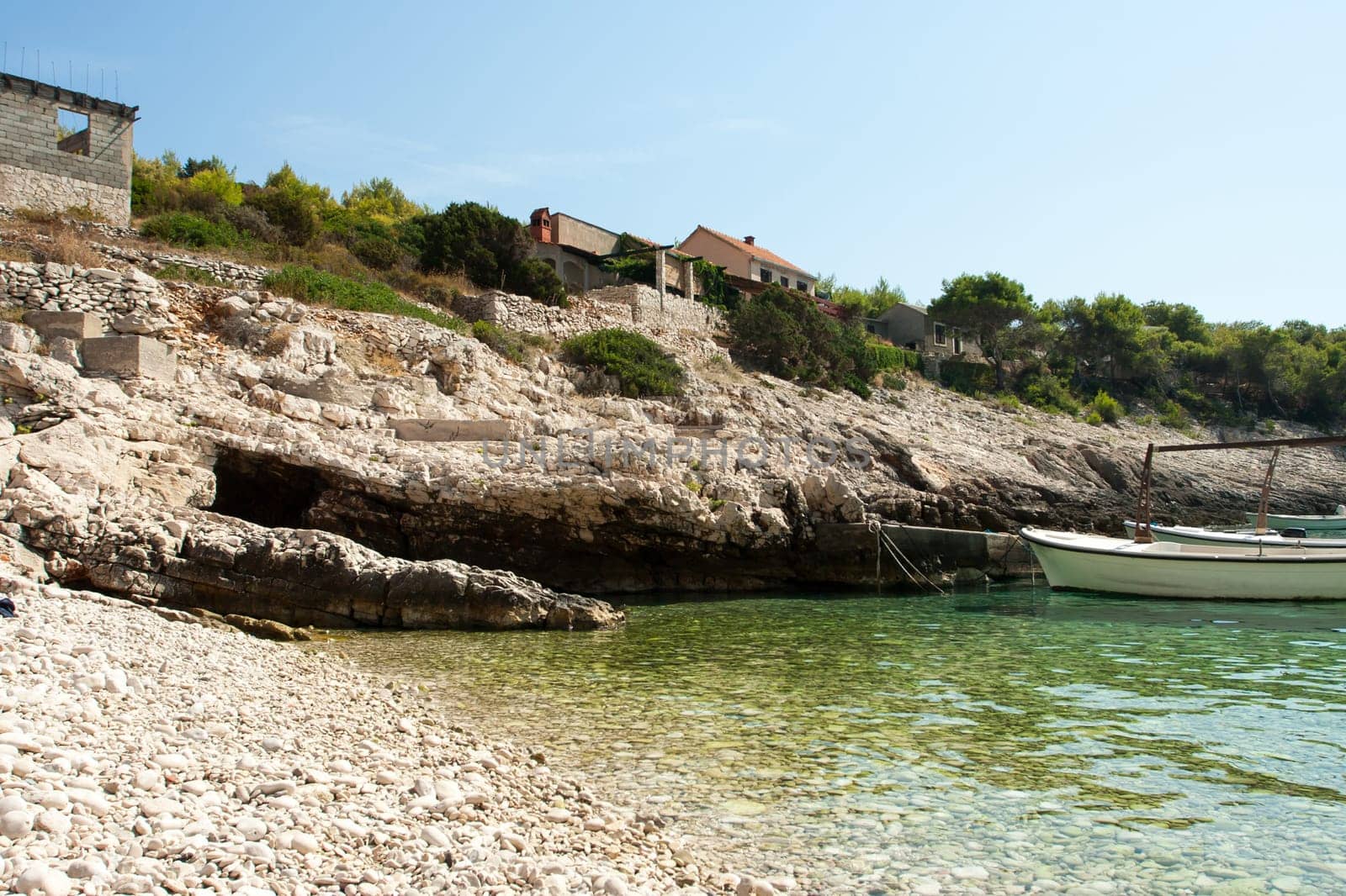 Coastal port on a bay (Croatia , vis)
