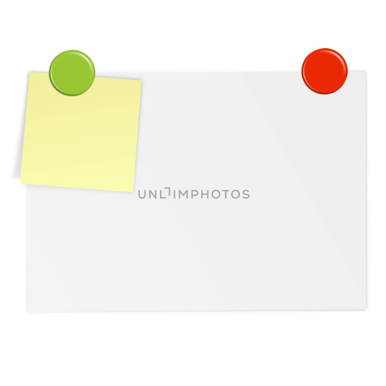 White note with sticky note and magnet