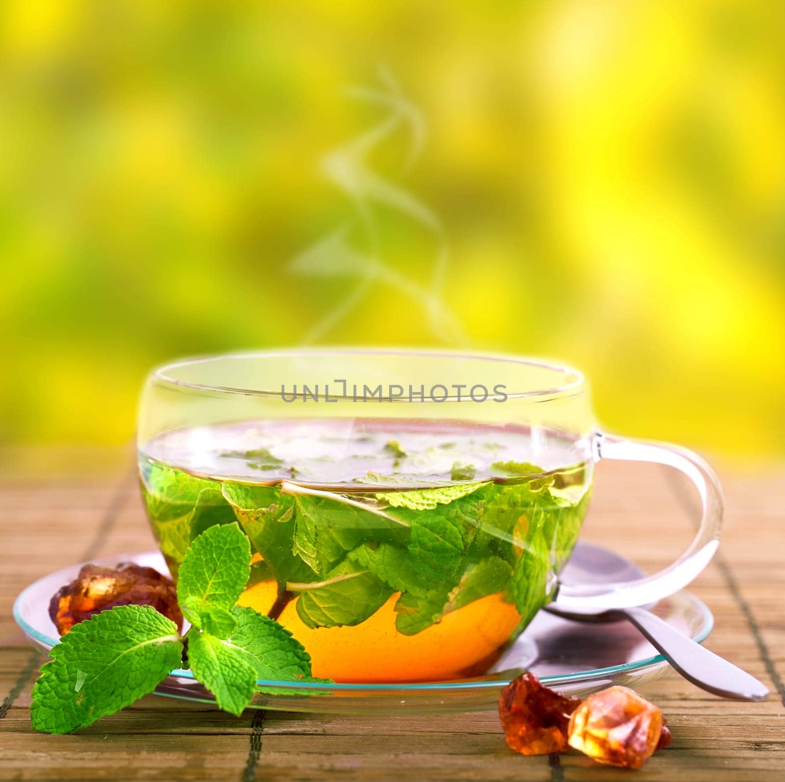 hot steaming peppermint tea