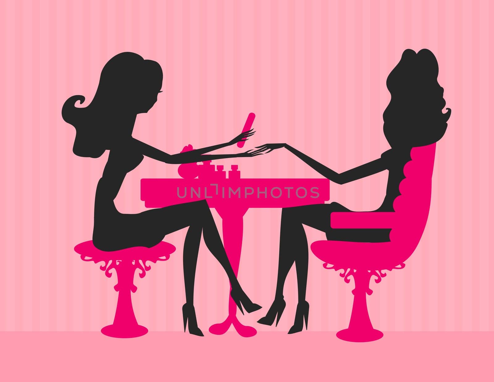 Young lady doing manicure in beauty salon