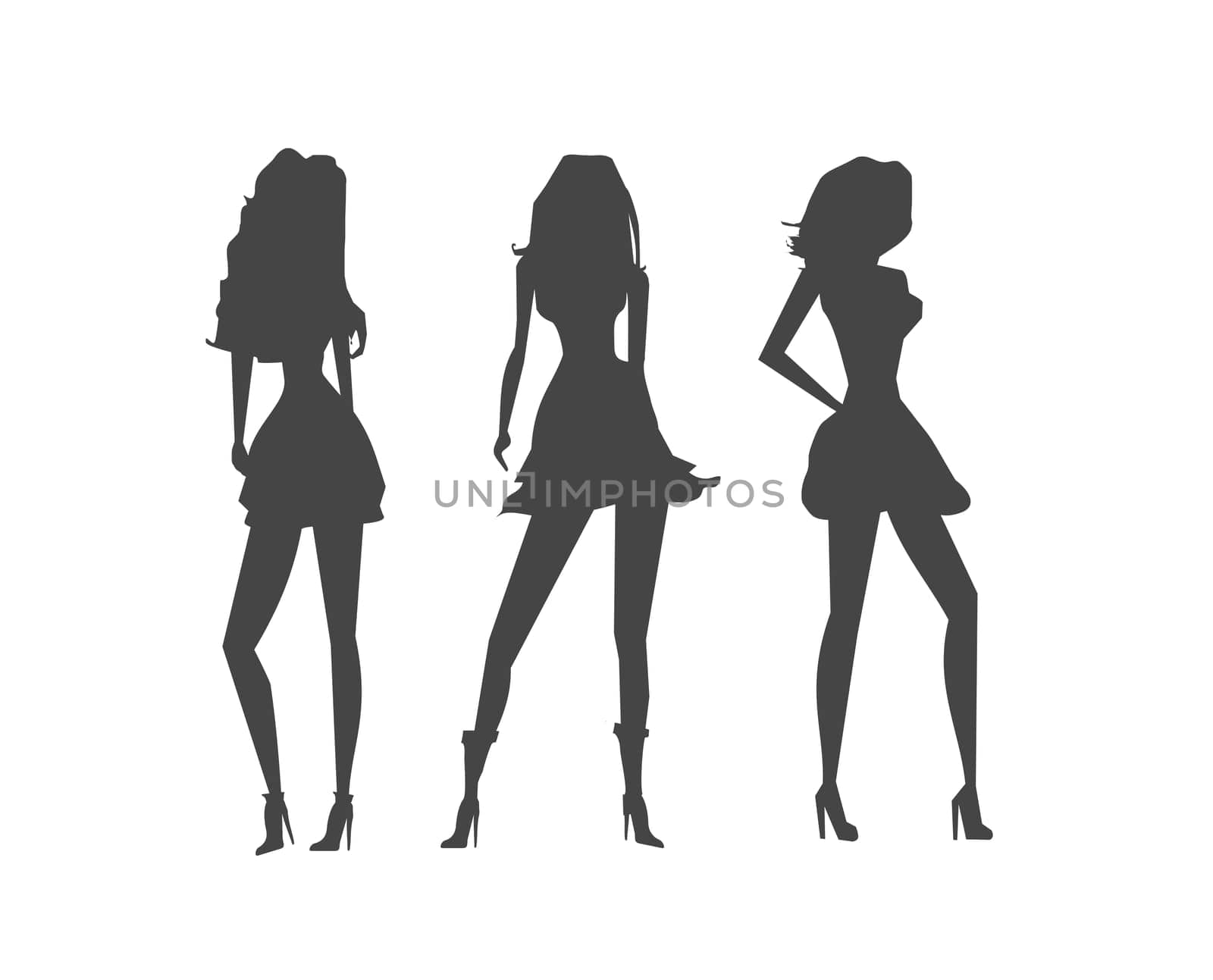 fashion shopping girls silhouettes  set