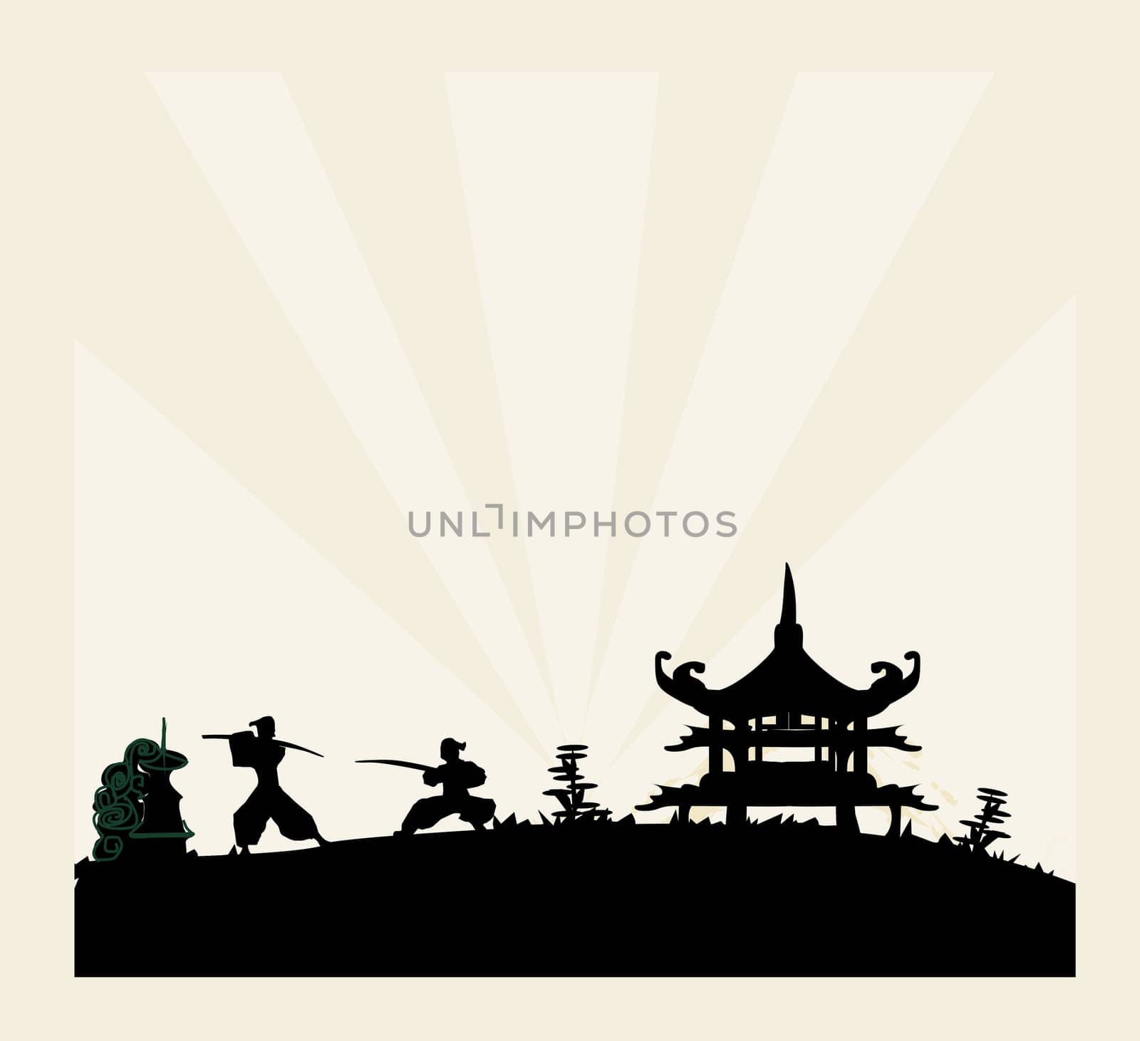 old paper with Samurai silhouette