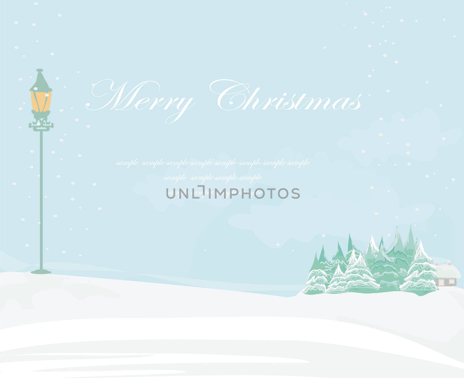 Christmas night in the village card