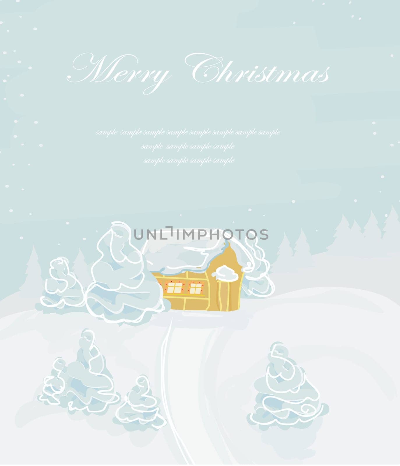 Christmas night in the village card