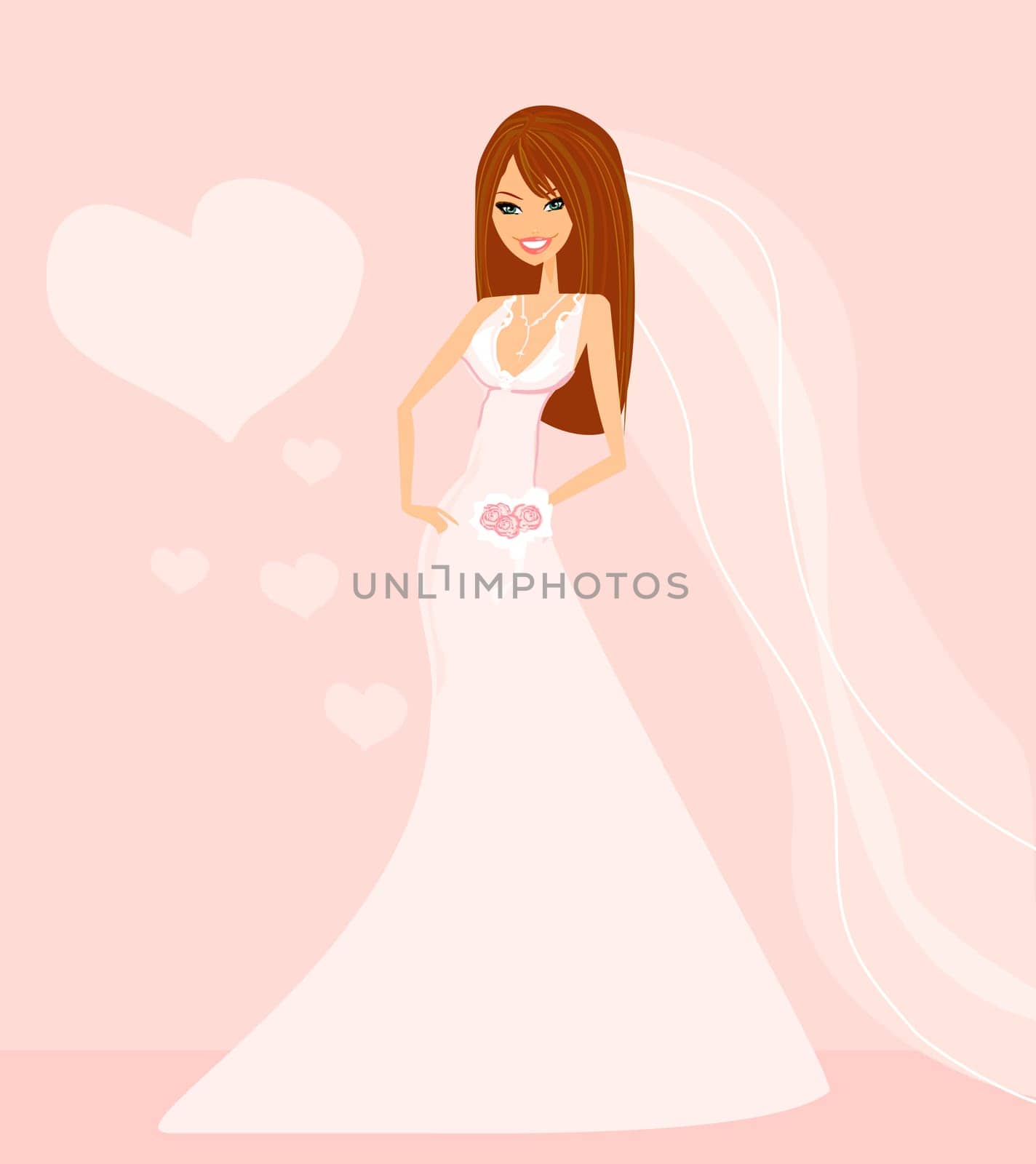 Beautiful bride in white dress card