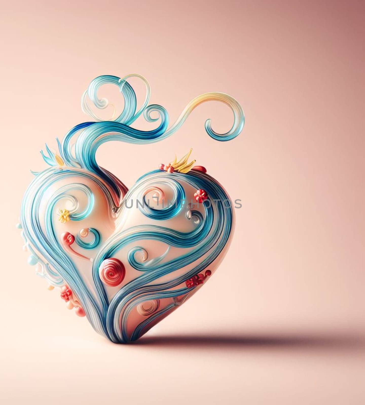 a heart made of blown glass art illustration by verbano