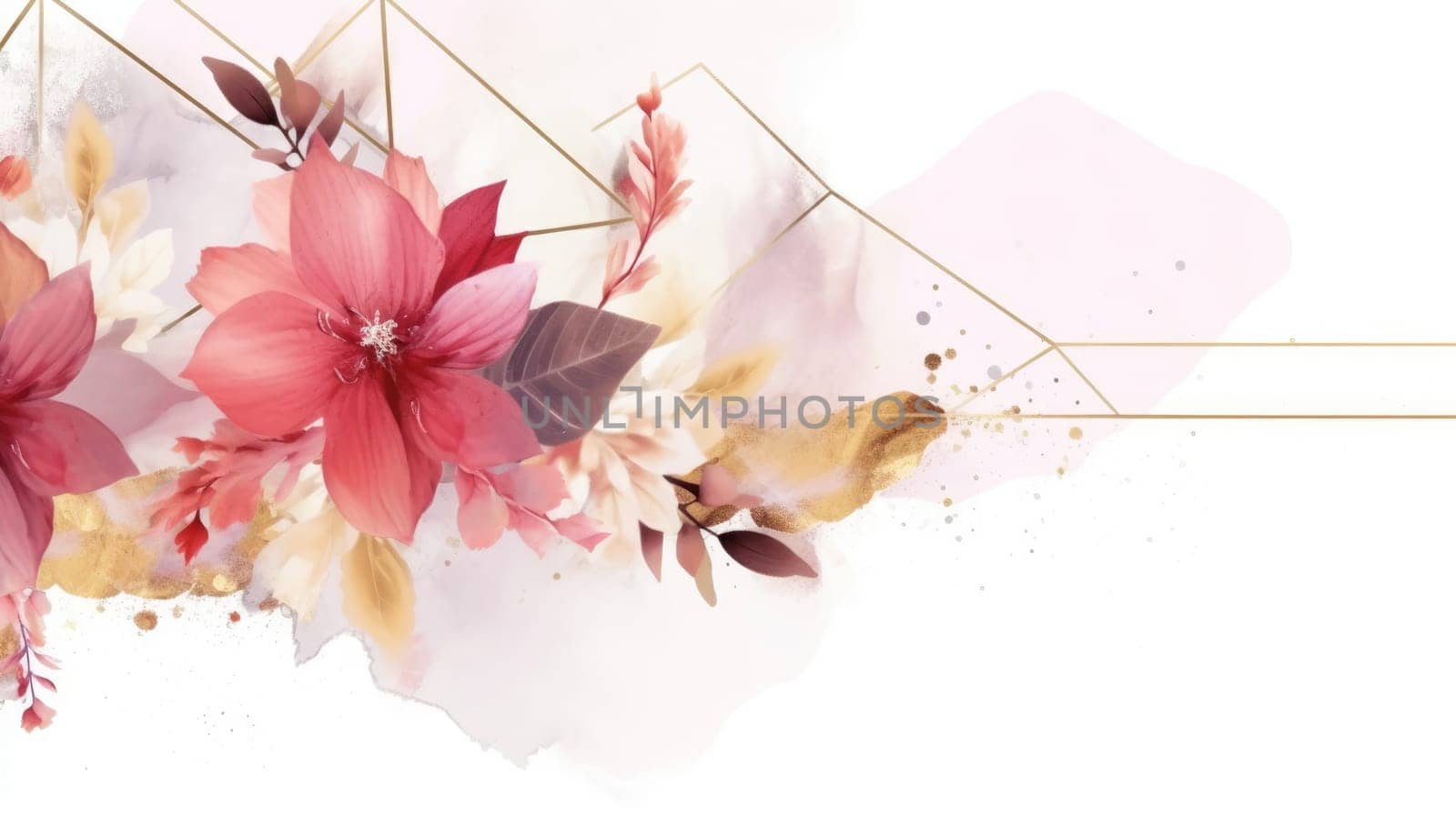 Watercolor abstract design for background of wedding or buzzy social media banner on white background generative AI