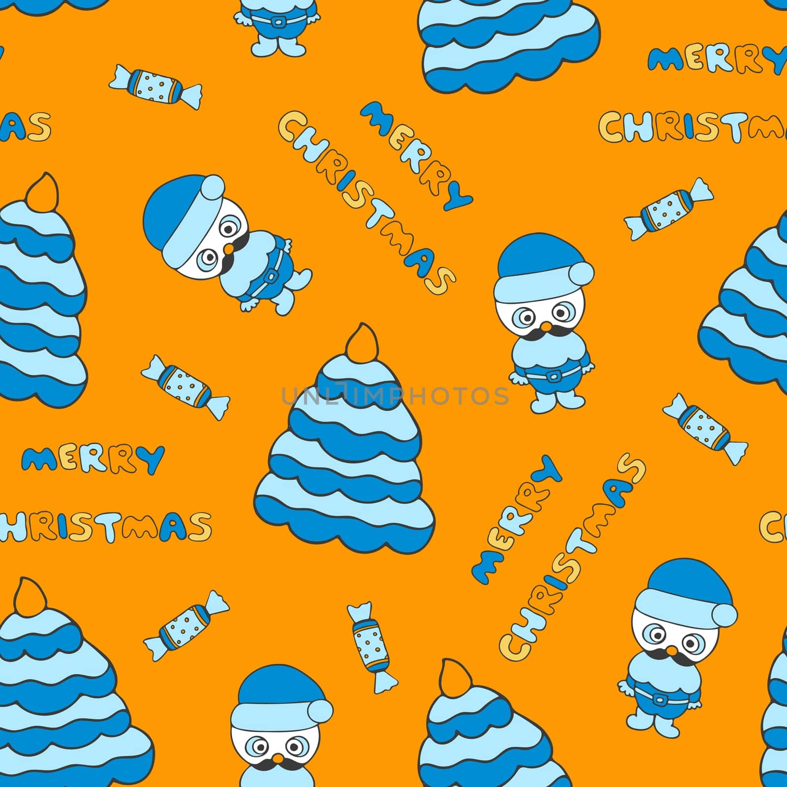 Christmas Doodle Background. Christmas, xmas and New Year Seamless Pattern. by Rina_Dozornaya