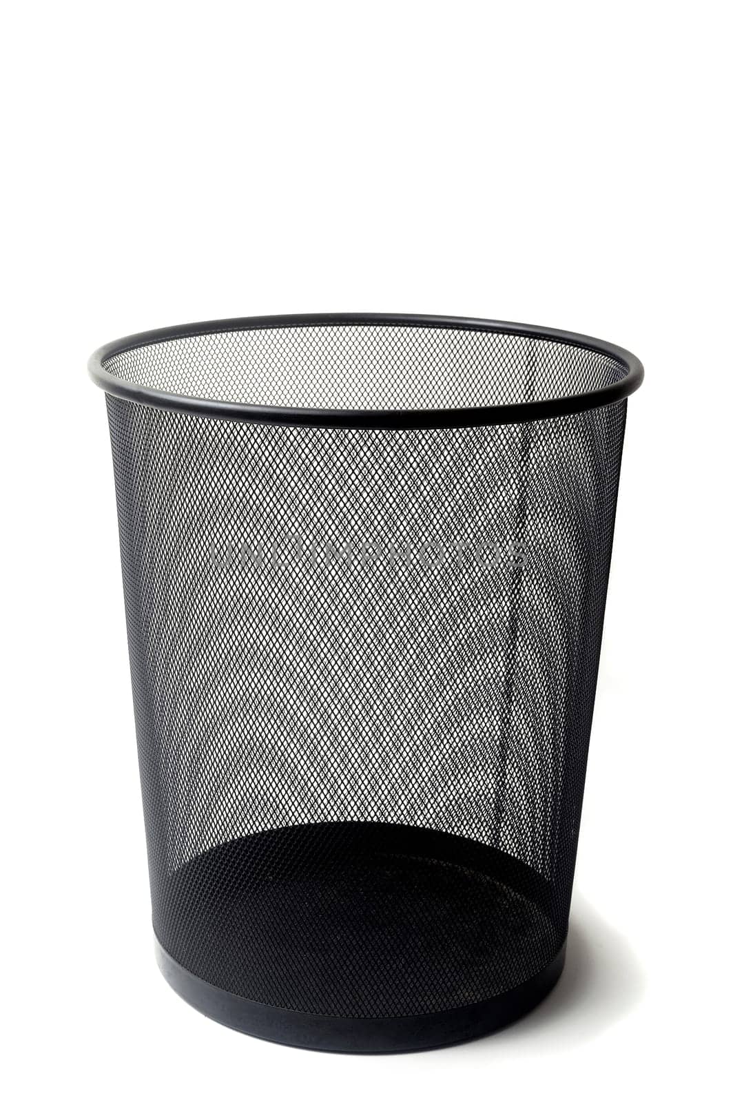 waste basket in studio on white zone to illustrate the clerical work