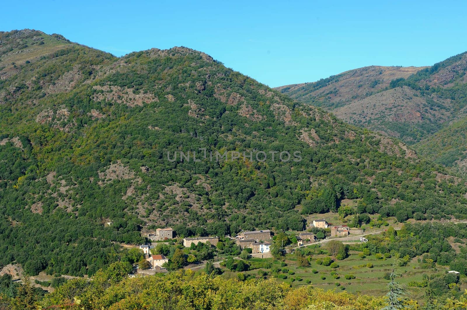 Village of mountain in France in the department of Gard