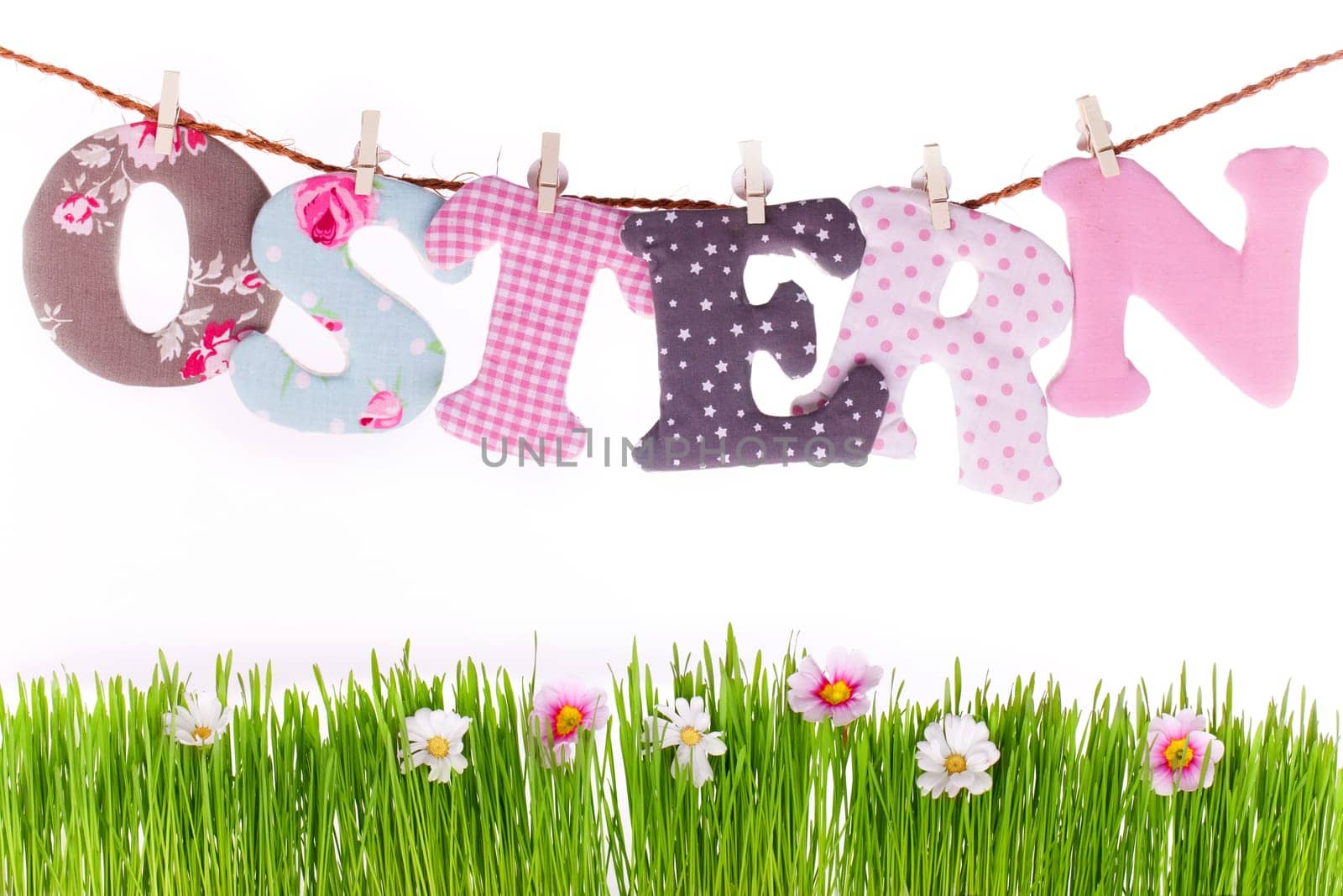 Easter letters over spring meadow