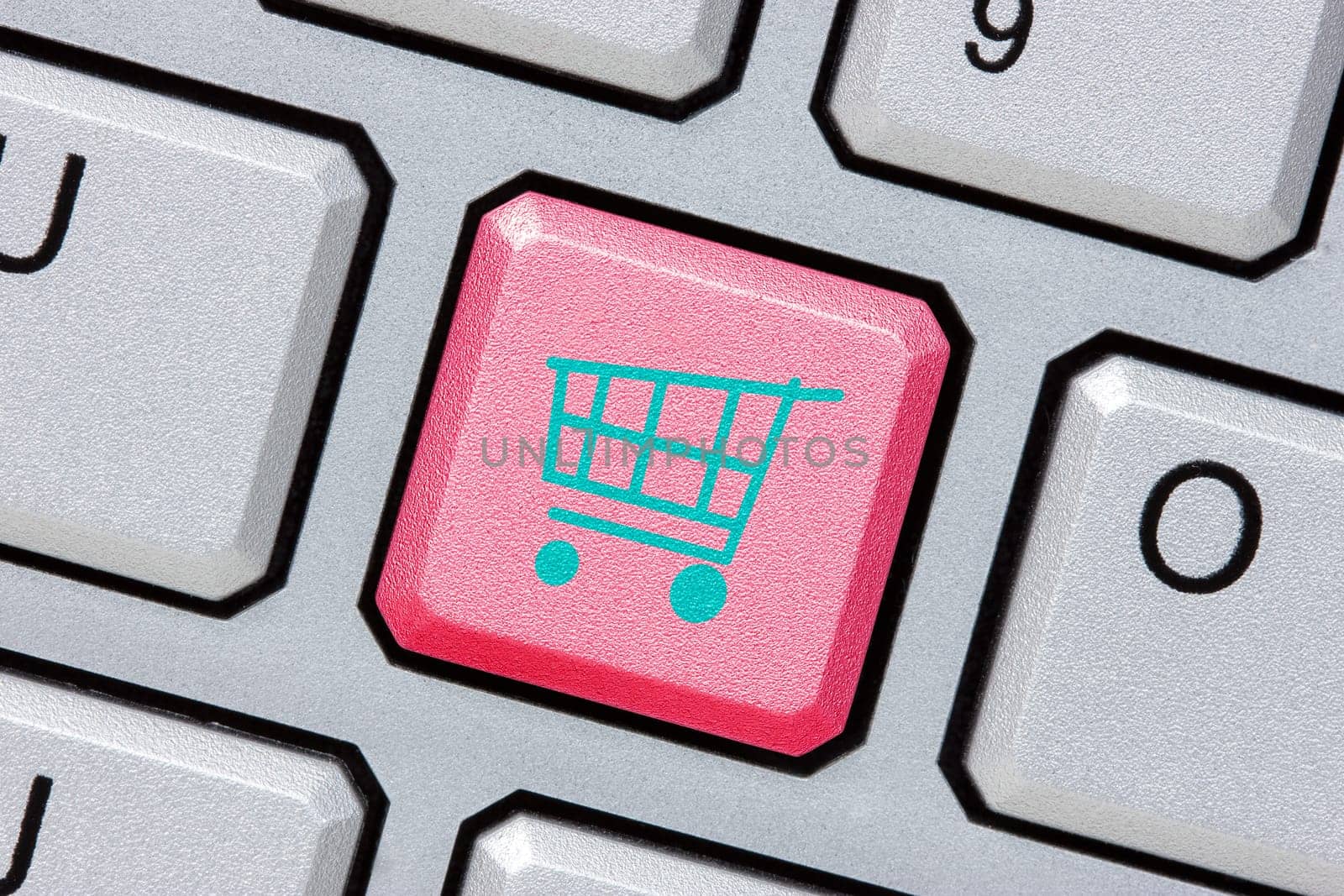 Keyboard with red key for  internet shopping