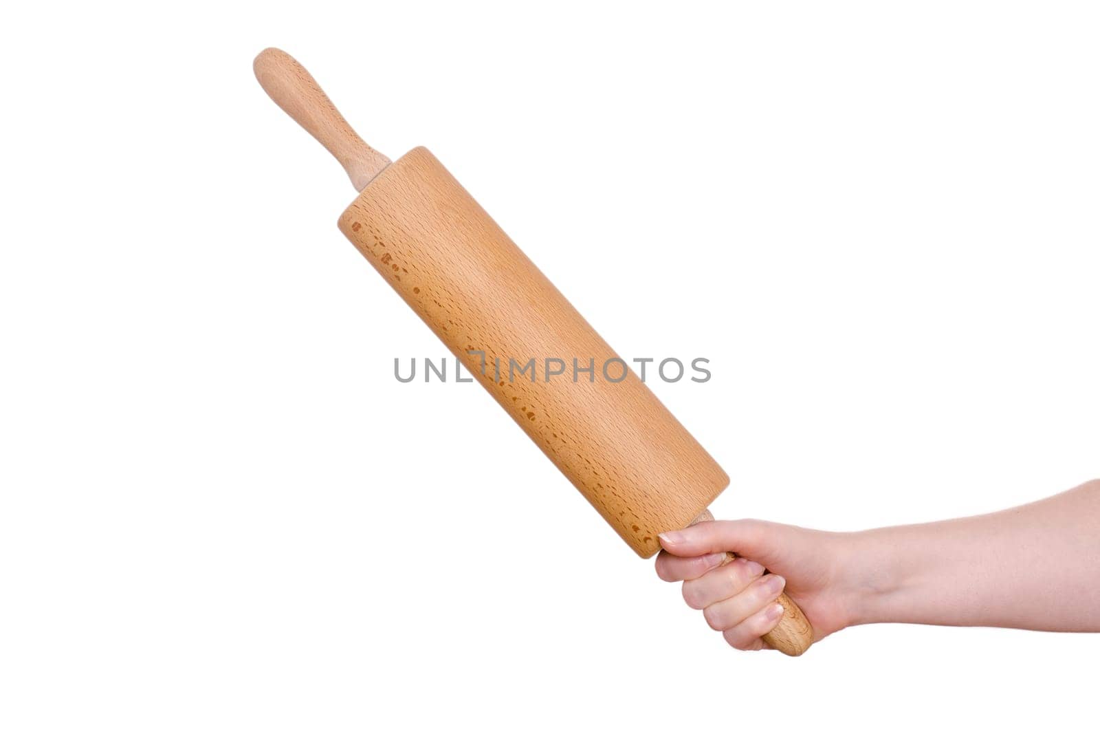 Hand of a woman holding a rolling pin