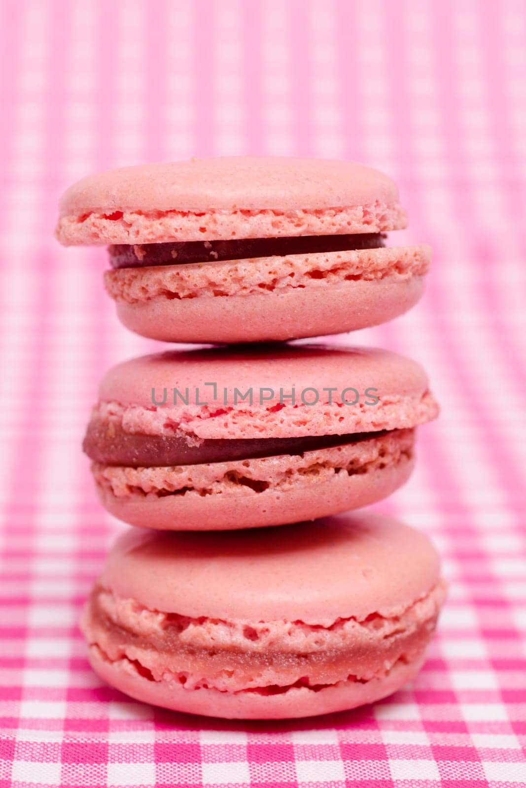Red marcarons with strawberry filling