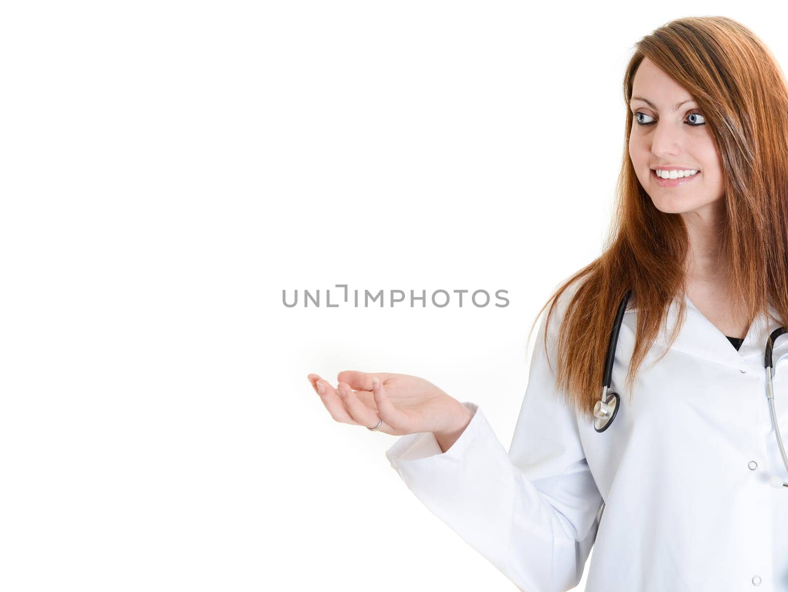 Pretty female doctor isolated over a white background