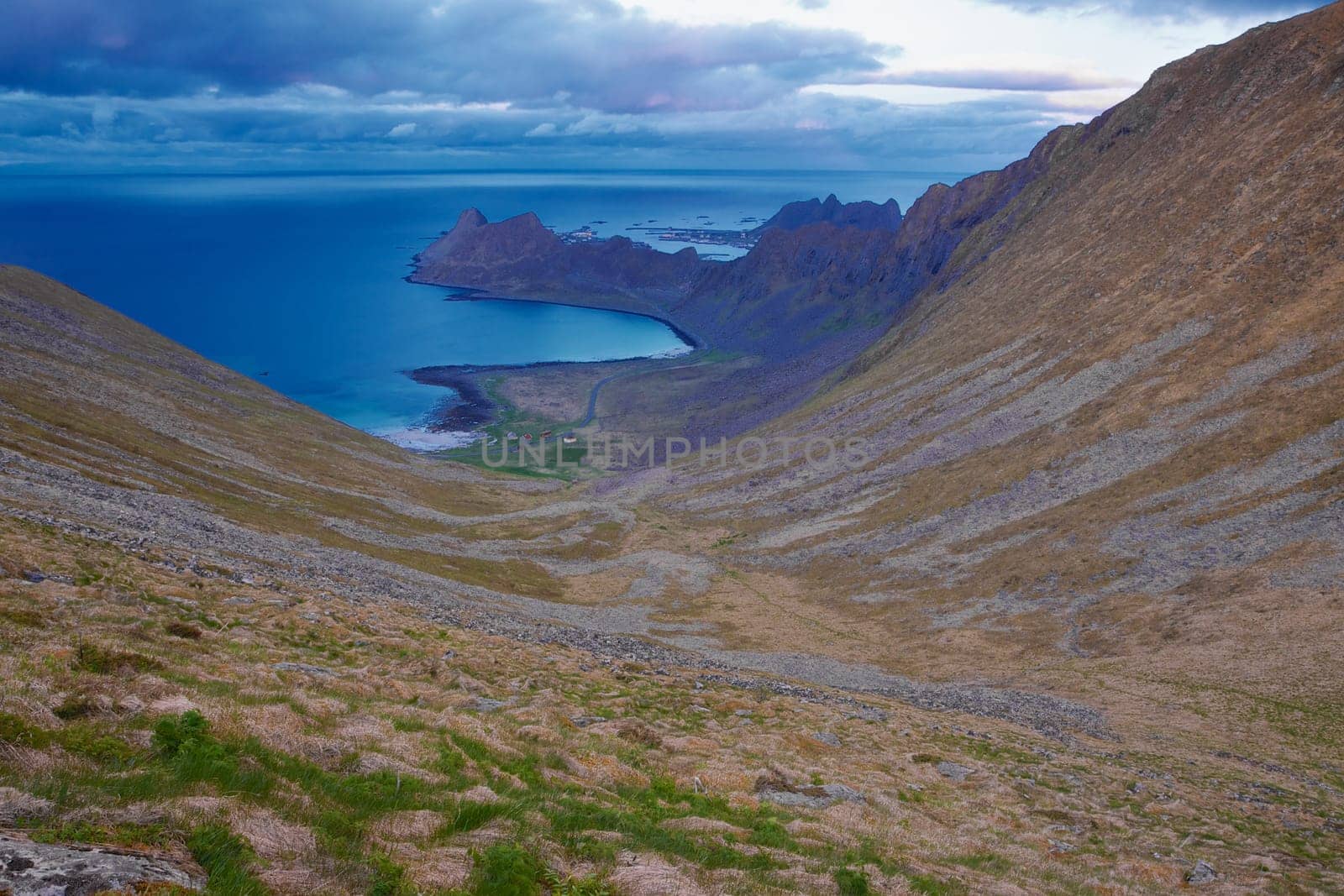 U shaped valley on Lofoten islands in Norway