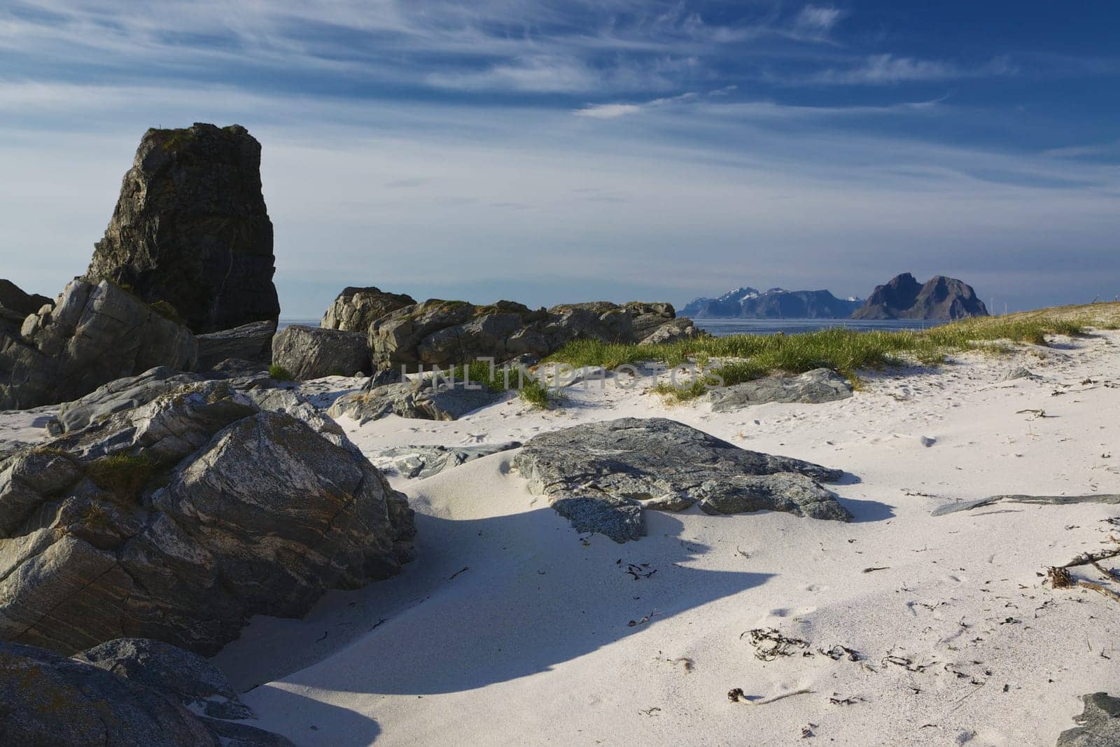 Scenic beach on Lofoten islands in arctic Norway