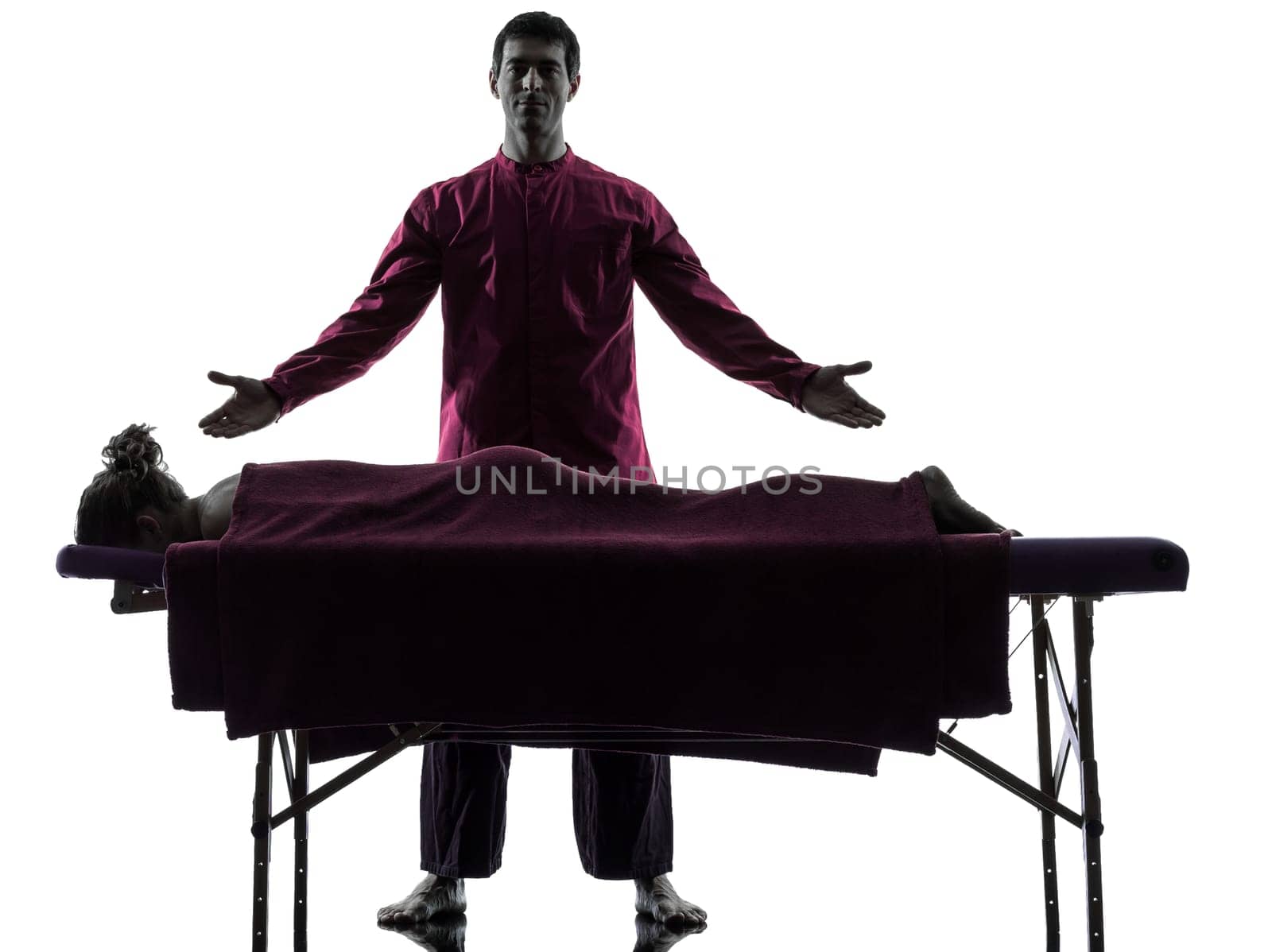 in silhouette studio on white background