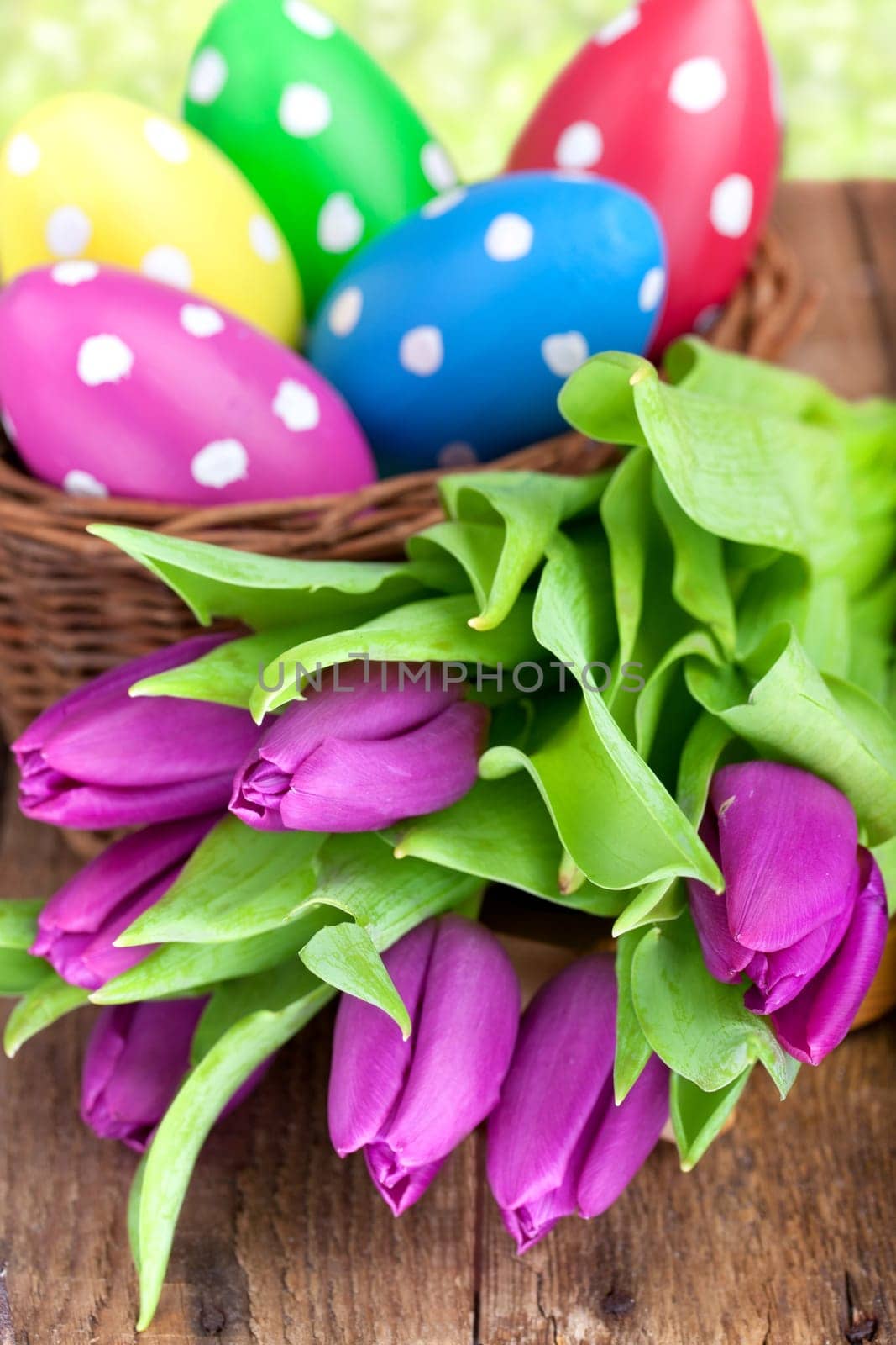 Easter bouquet with Easter eggs
