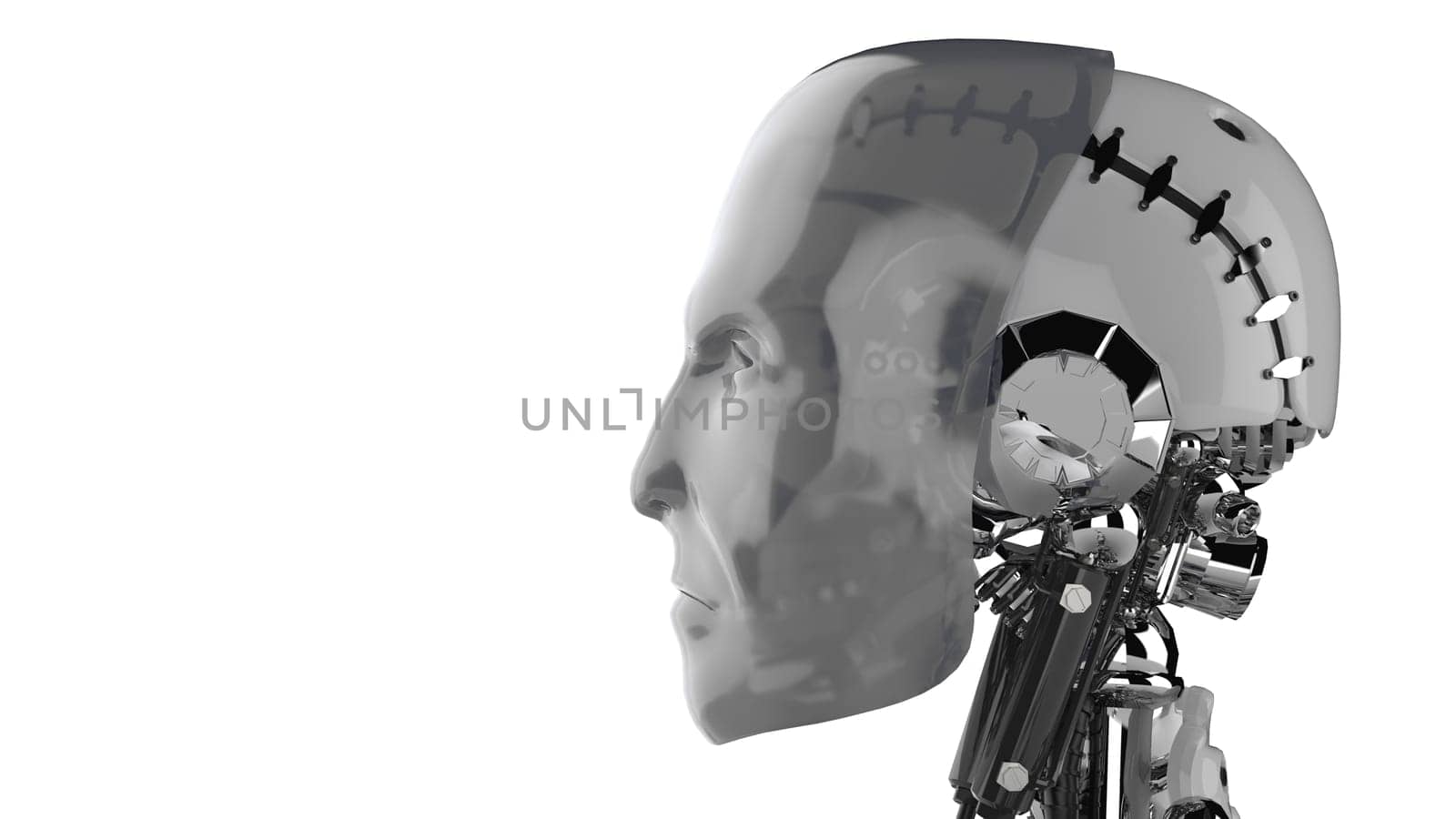 Cyborg Head Silver - Side View
