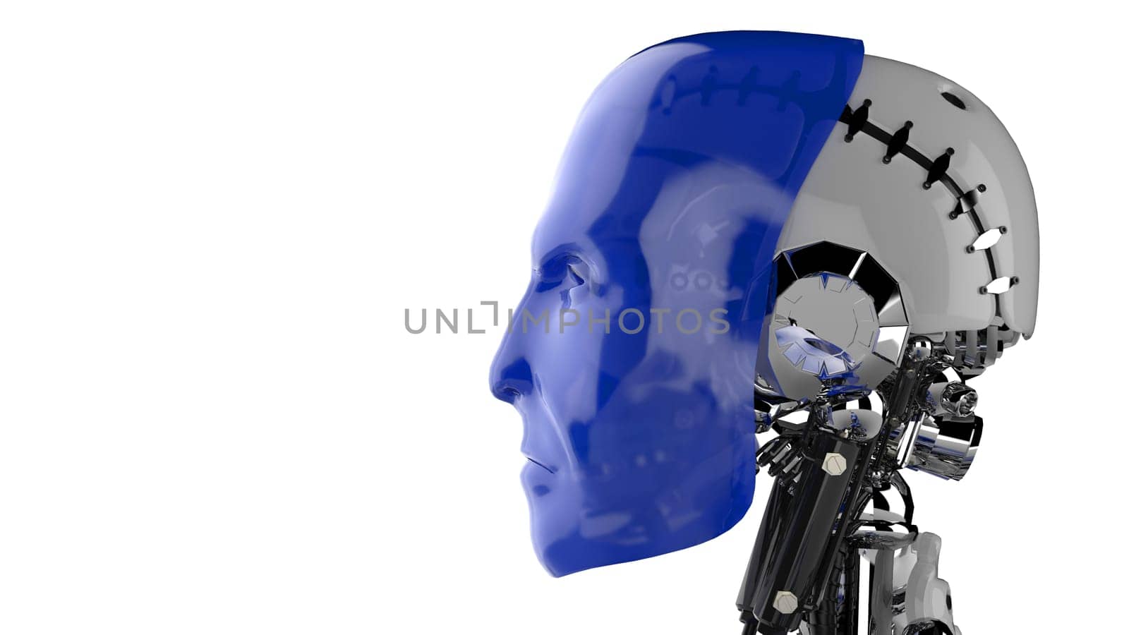 Cyborg Head Blue - Side View