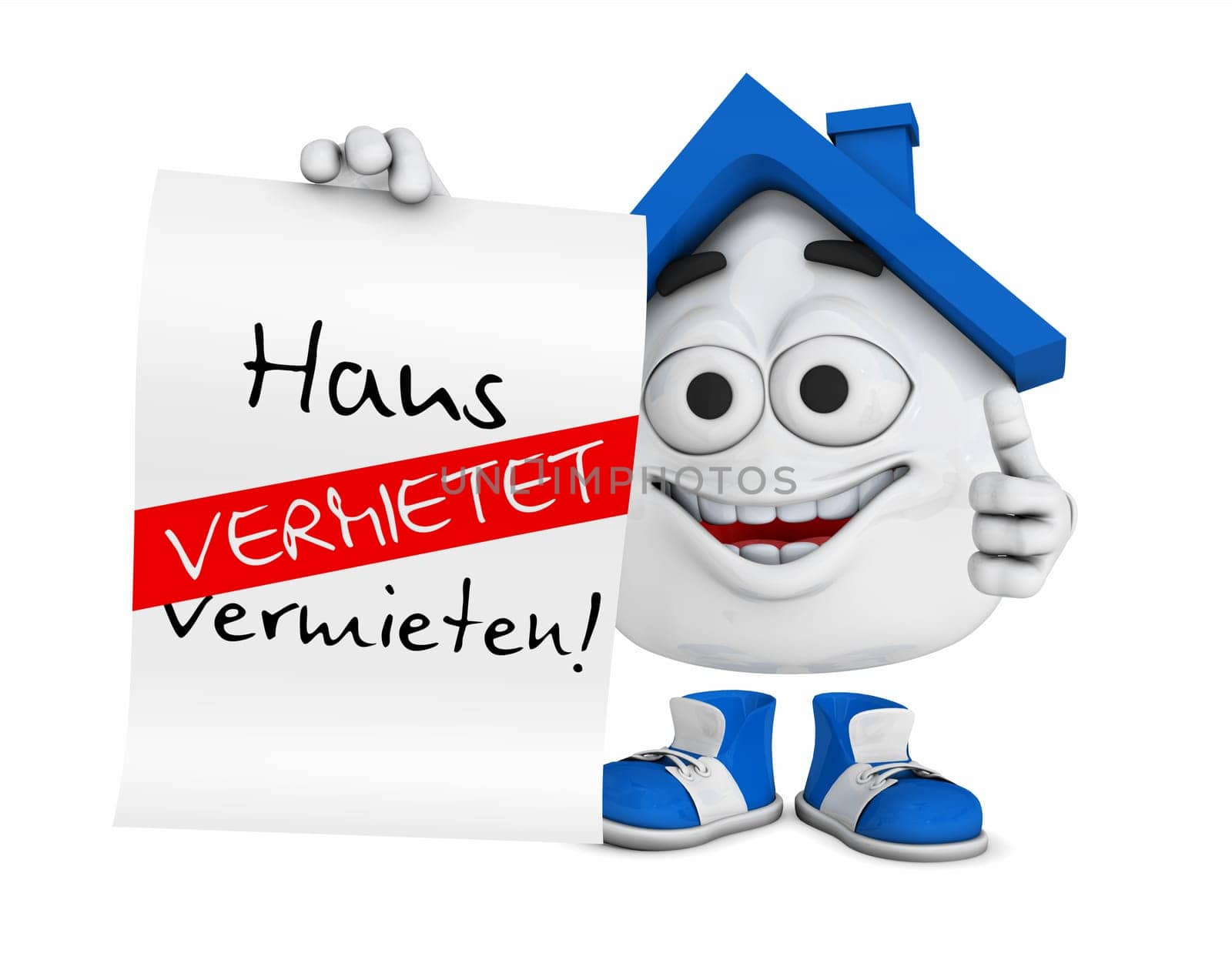 Small 3D House Blue - House for Rent! -Rented