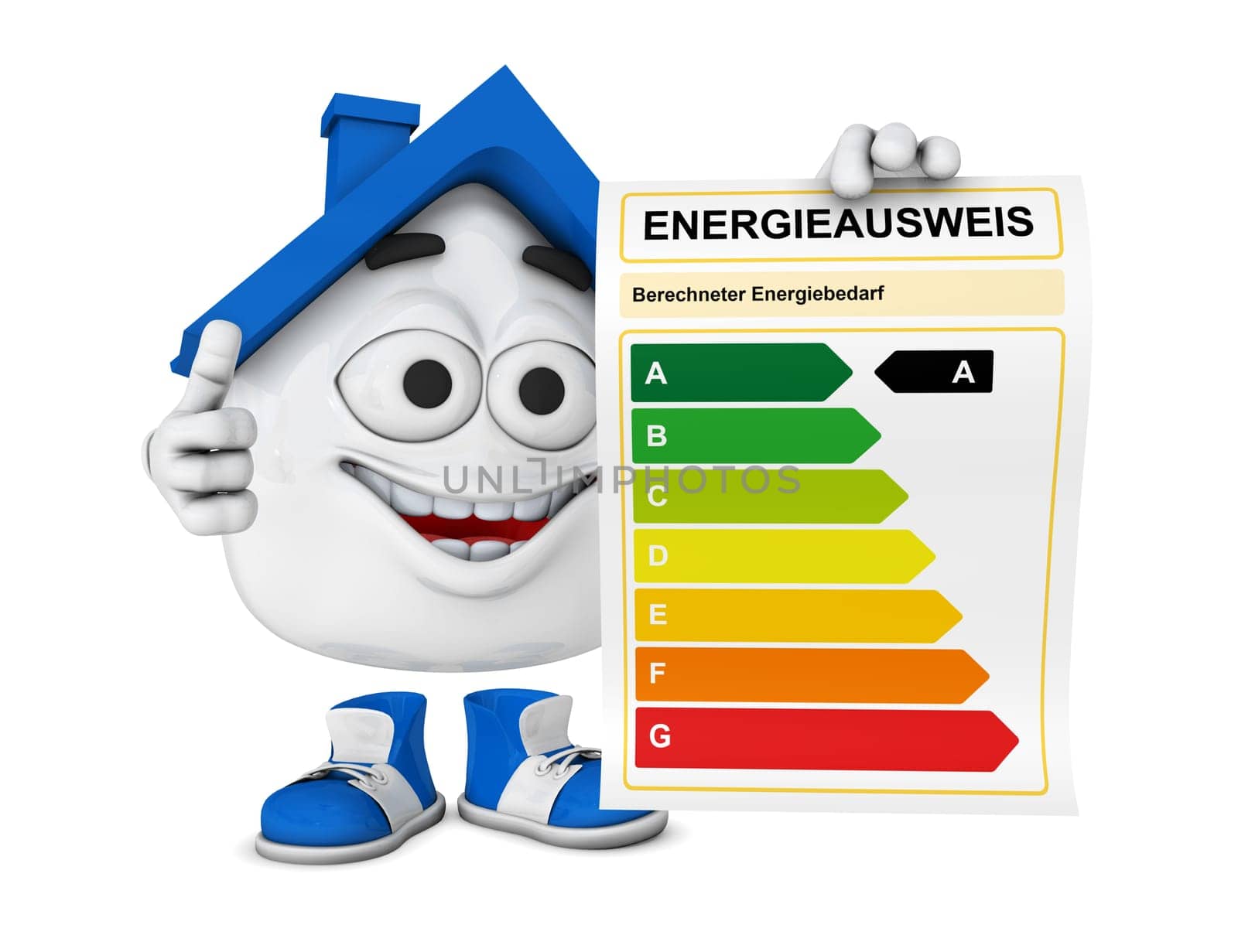 Small 3D House Blue - Energy Performance Certificate Concept 2