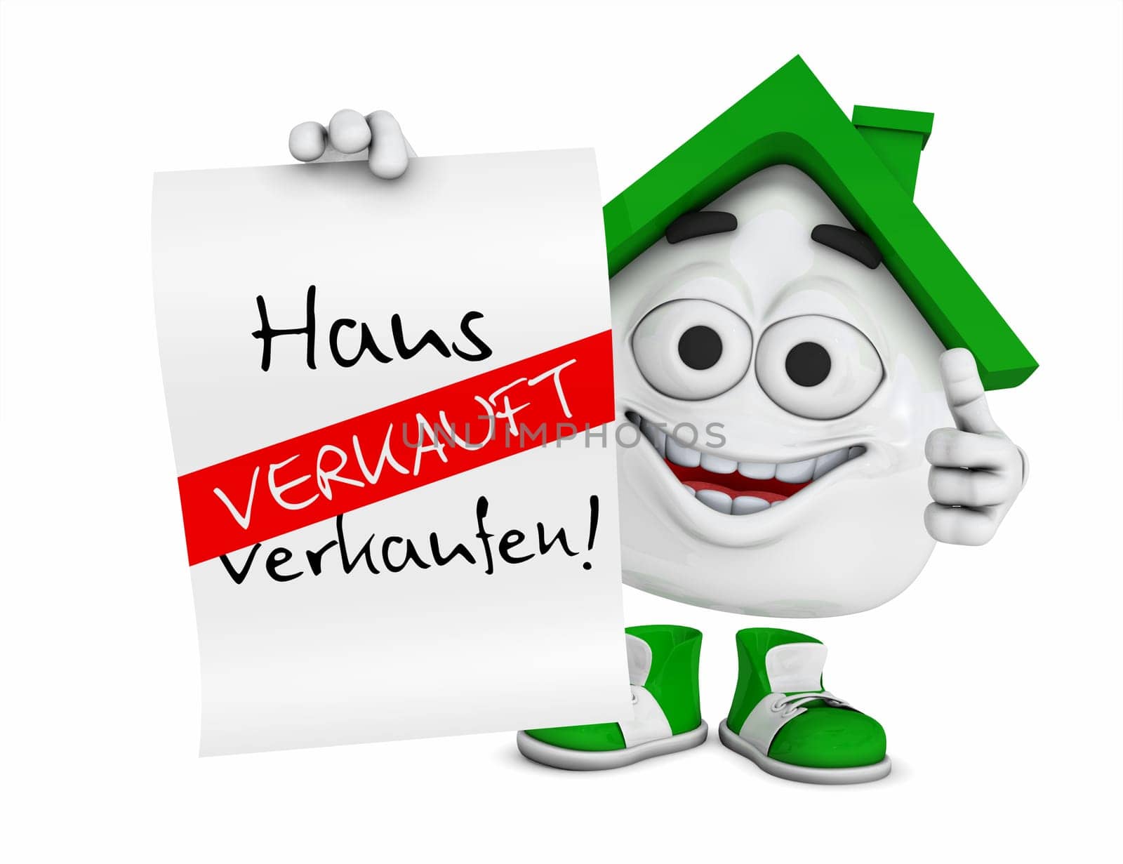 Small 3D House Green - House for Sale! -Sold