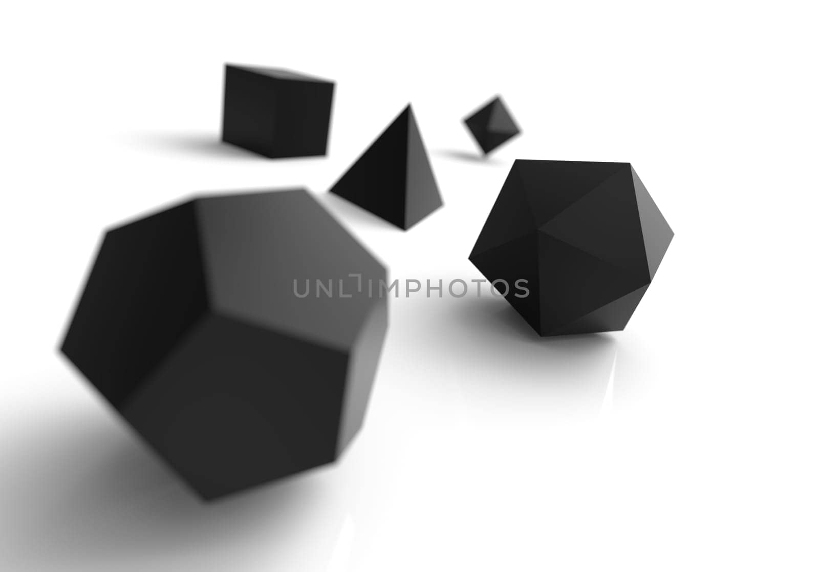 Platonic Solids in 3D - Classy Black