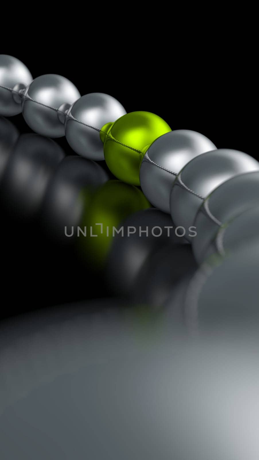 3D balls in a row green silver