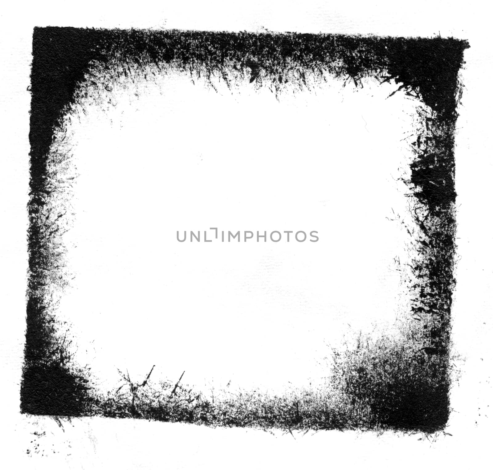 Black grungy frame on white background