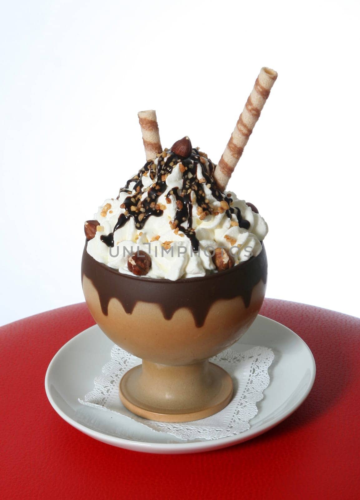 Hazelnut ice cream cup dessert