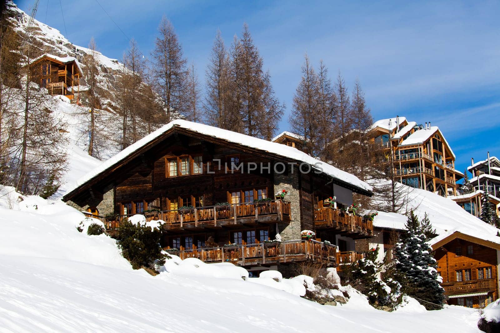 Landscape of the mountains covered with snow. Snowy Mountain.
