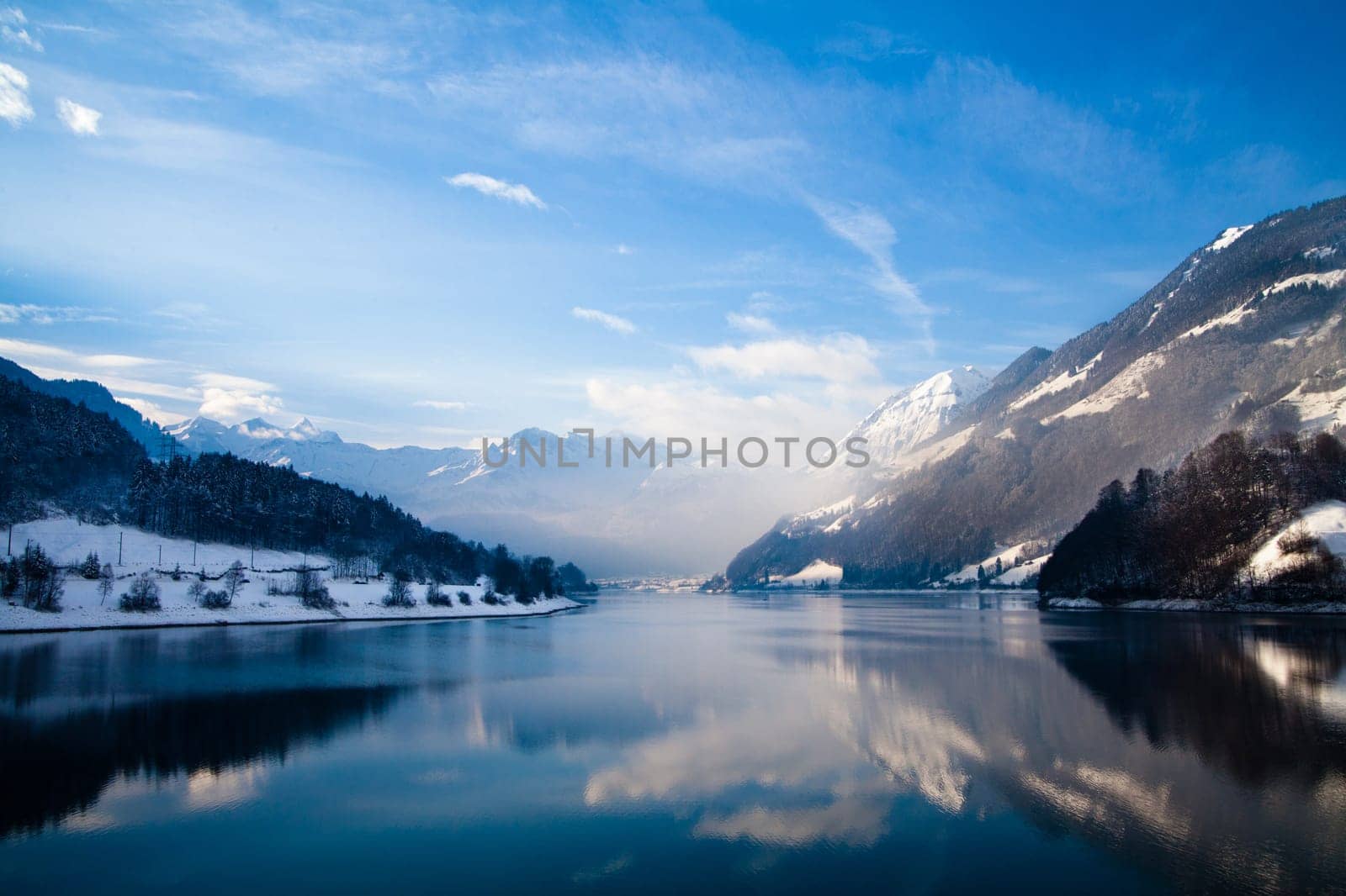 Landscape of the mountains covered with snow. Snowy Mountain.