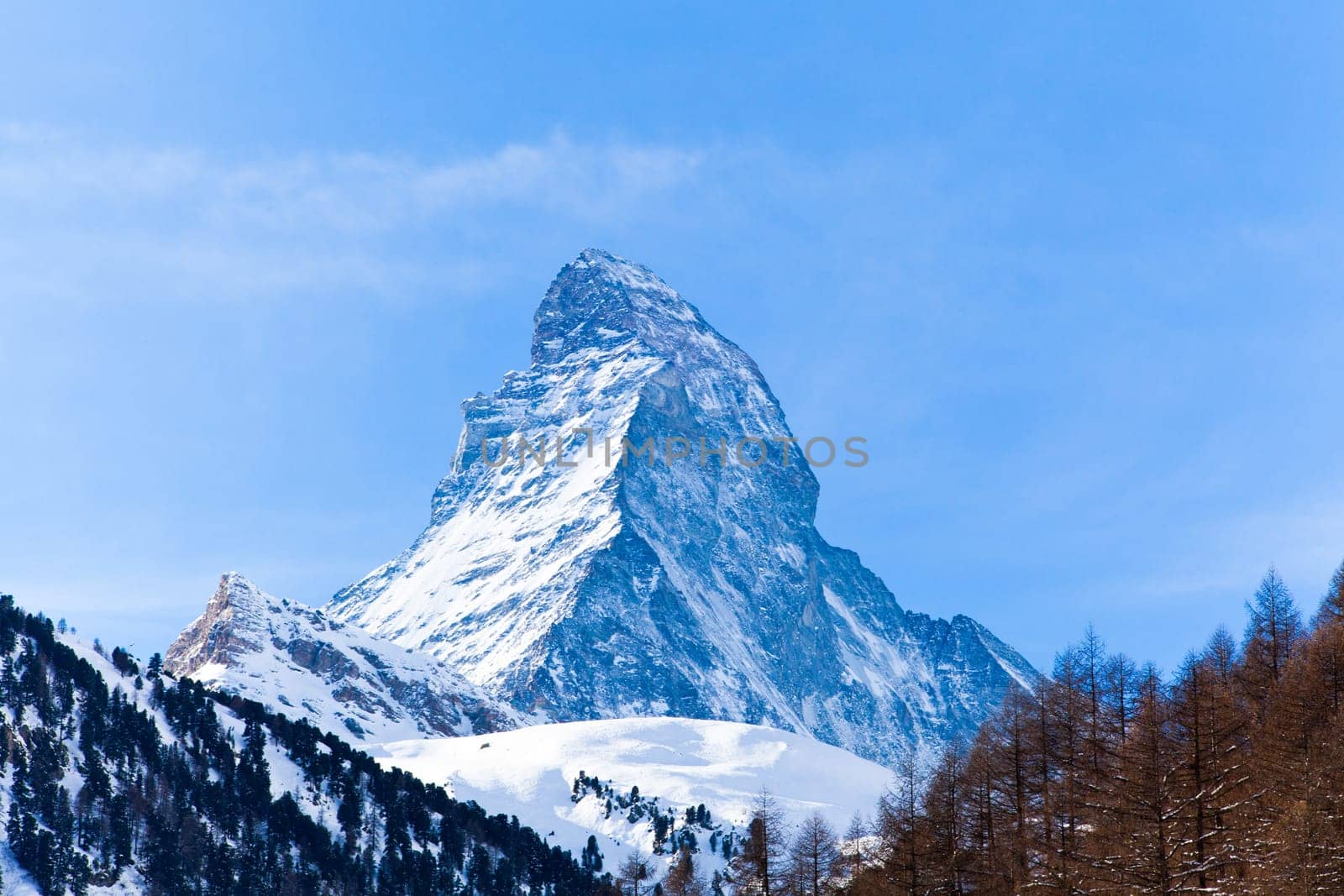 Landscape of the mountains covered with snow. Snowy Mountain.
