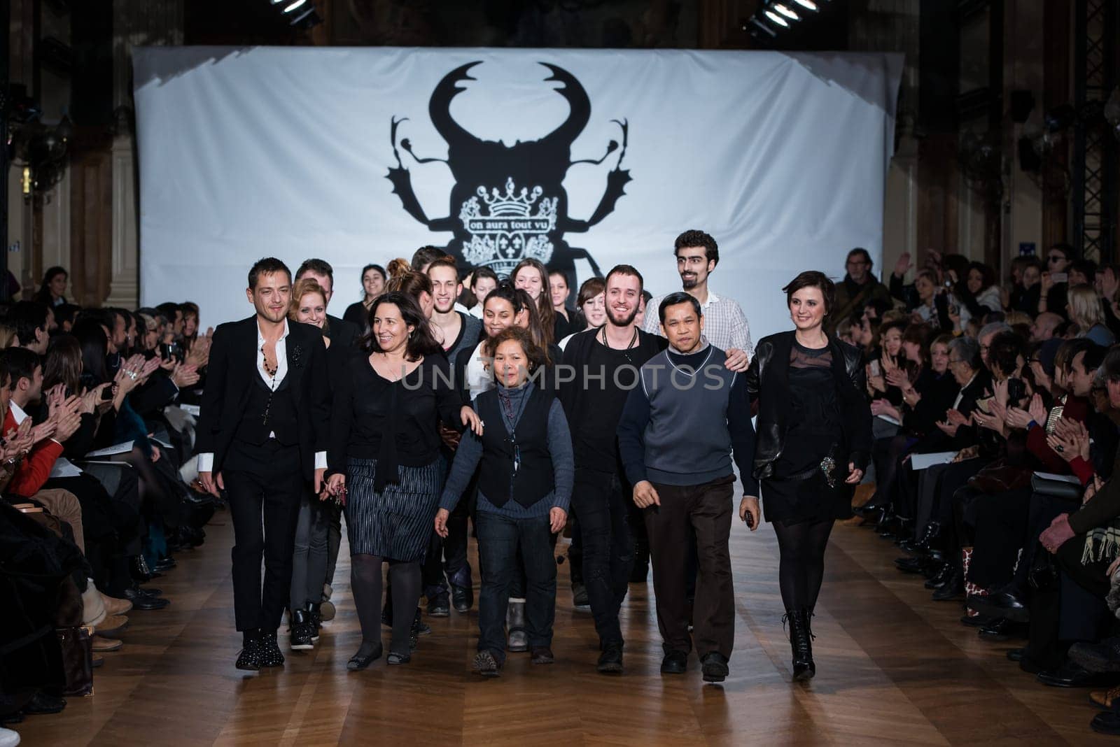 PARIS - JANUARY 23, 2013 : fashion designers Livia Stoianova and Yassen Samouilov at on aura tout vu spring summer 2013 fashion show at Paris fashion week January 23, 2013 in Paris ,France