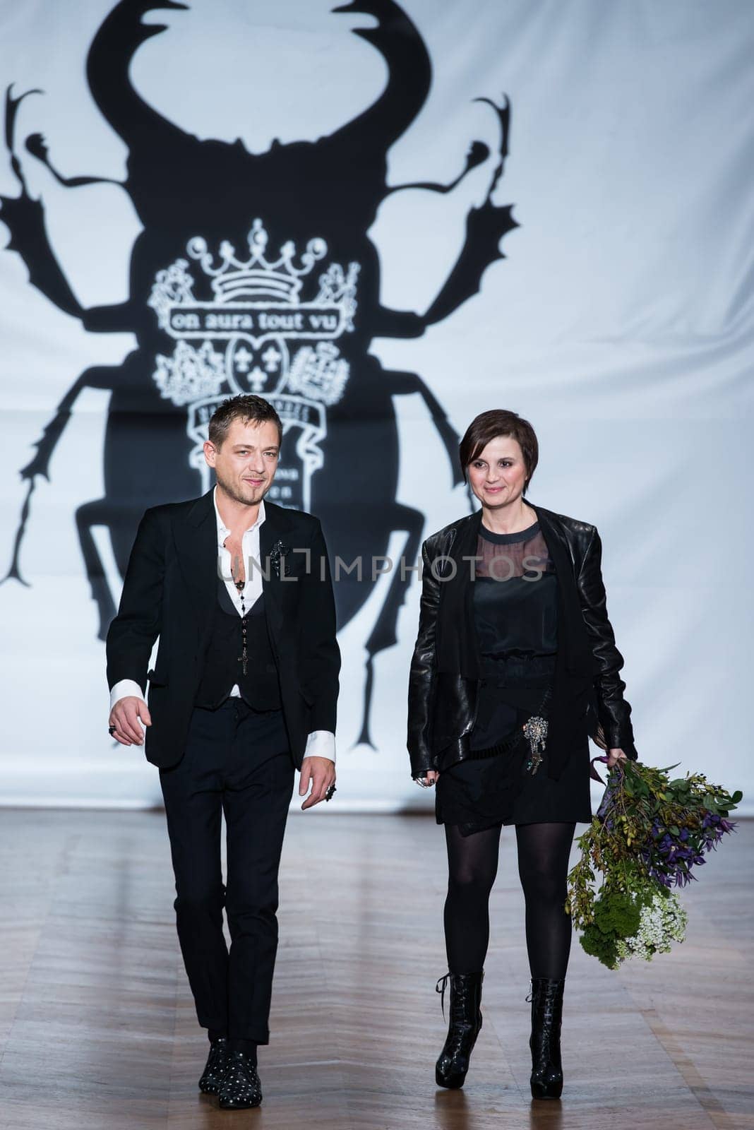 PARIS - JANUARY 23, 2013 : fashion designers Livia Stoianova and Yassen Samouilov at on aura tout vu spring summer 2013 fashion show at Paris fashion week January 23, 2013 in Paris ,France