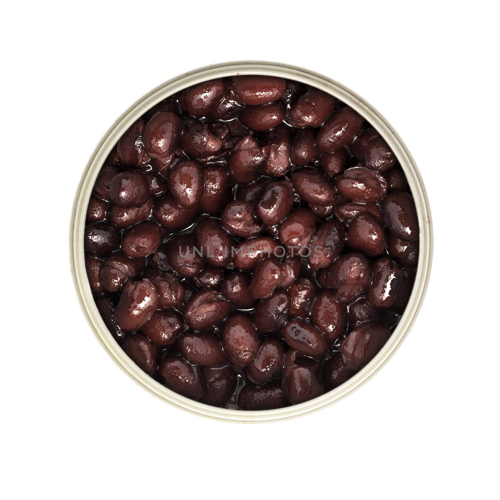 Can of black beans isolated from above.