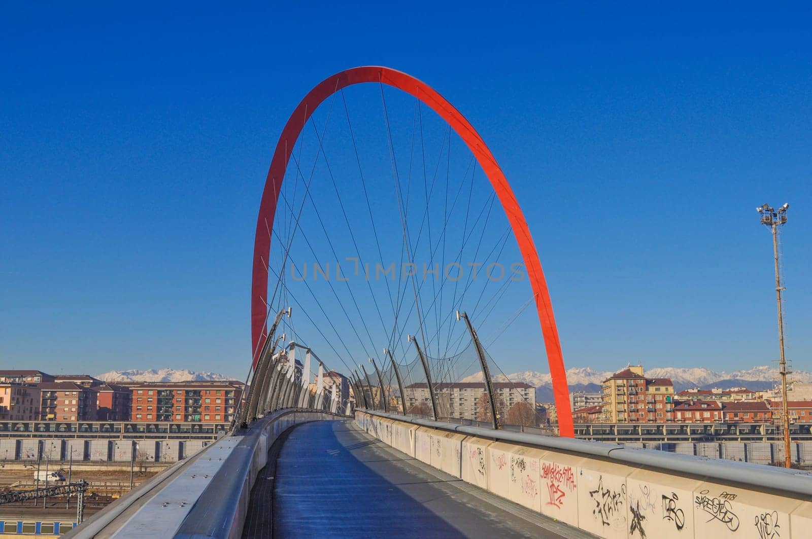 Pedestrian bridge over the railway in Lingotto, Turin