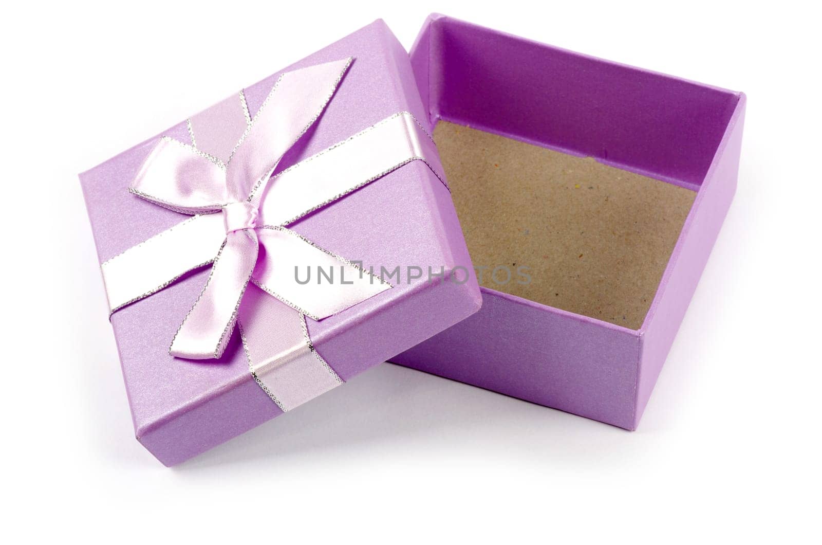 Christmas box gifts with satin bow isolated on white background