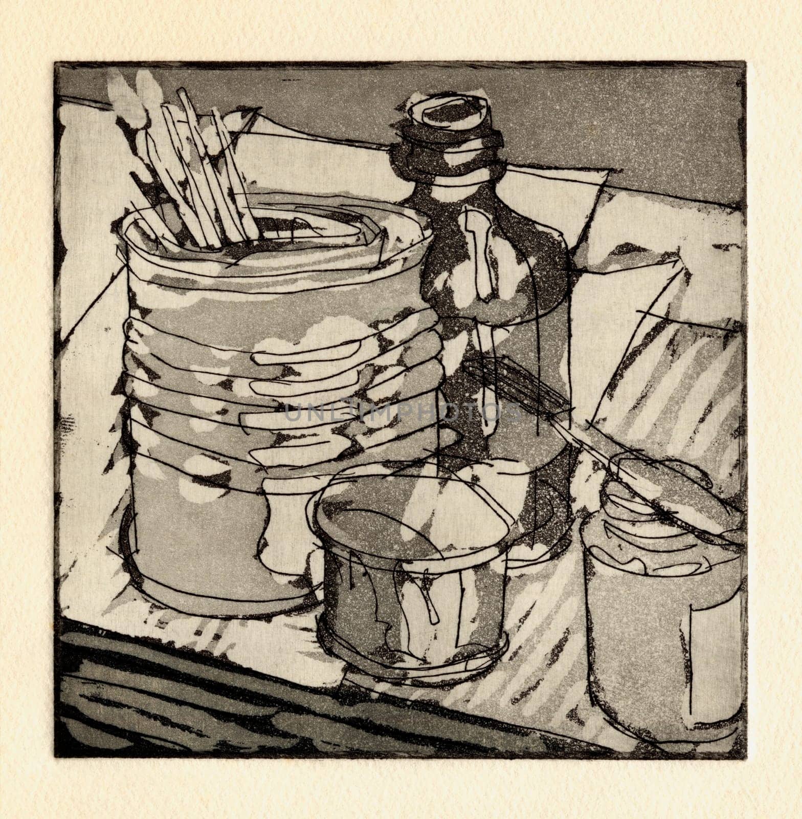 Etching Graphic Drawing Passepartout