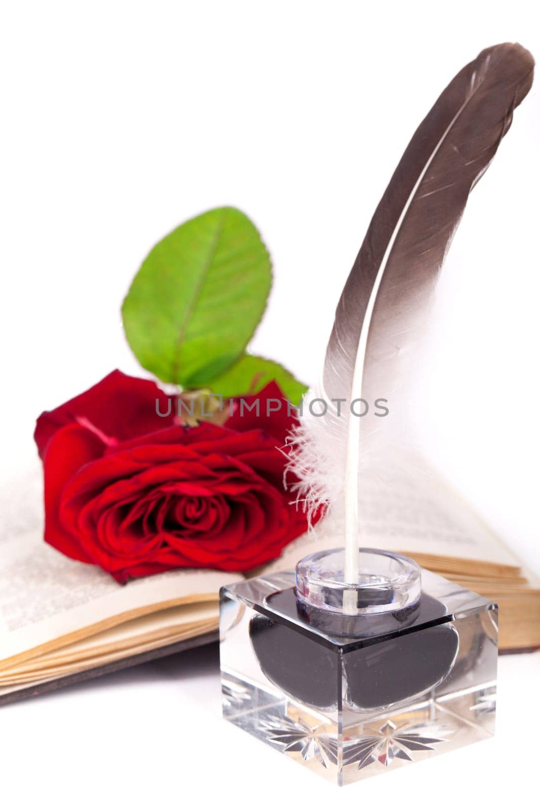 old book with ink and quill
