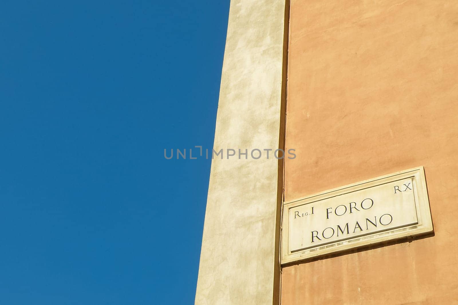 Foro Romano street sign detail, Rome, Italy