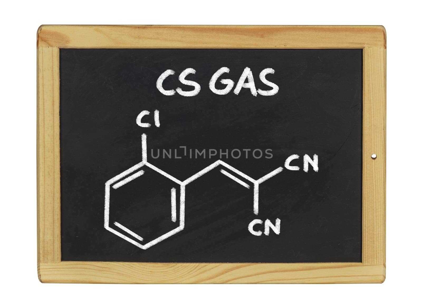 chemical structural formula of CS gas on a slate