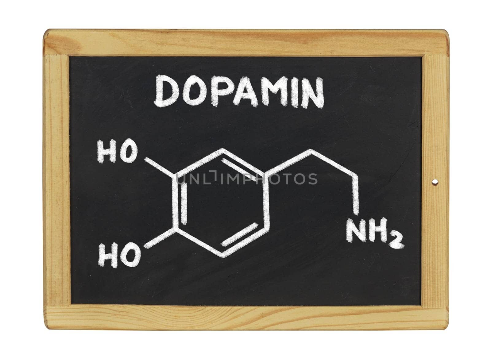 chemical structural formula of dopamine on a slate